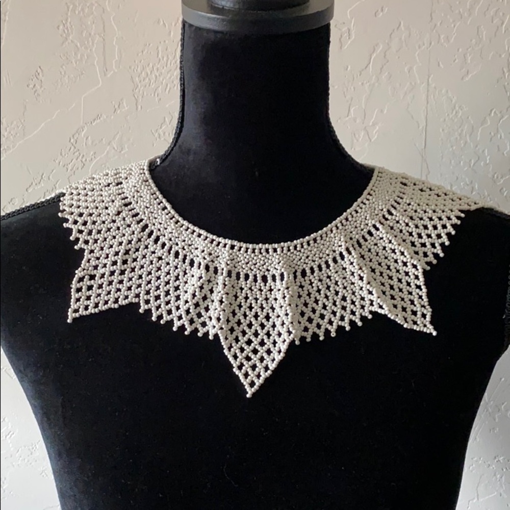 Beaded Choker Necklace Crocheted Vintage
